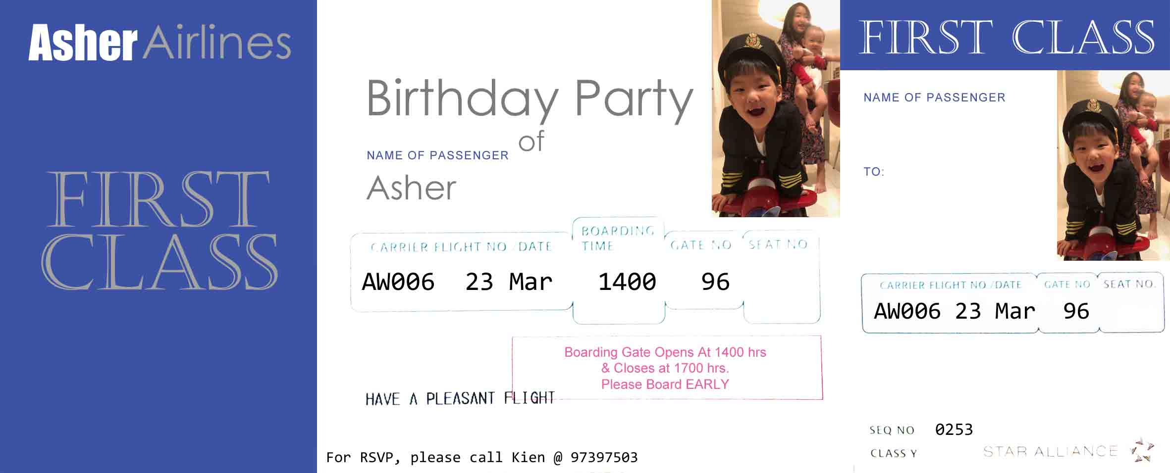 Boarding Pass birthday party invitation