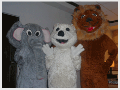 Elephant, polar bear and lion Mascots