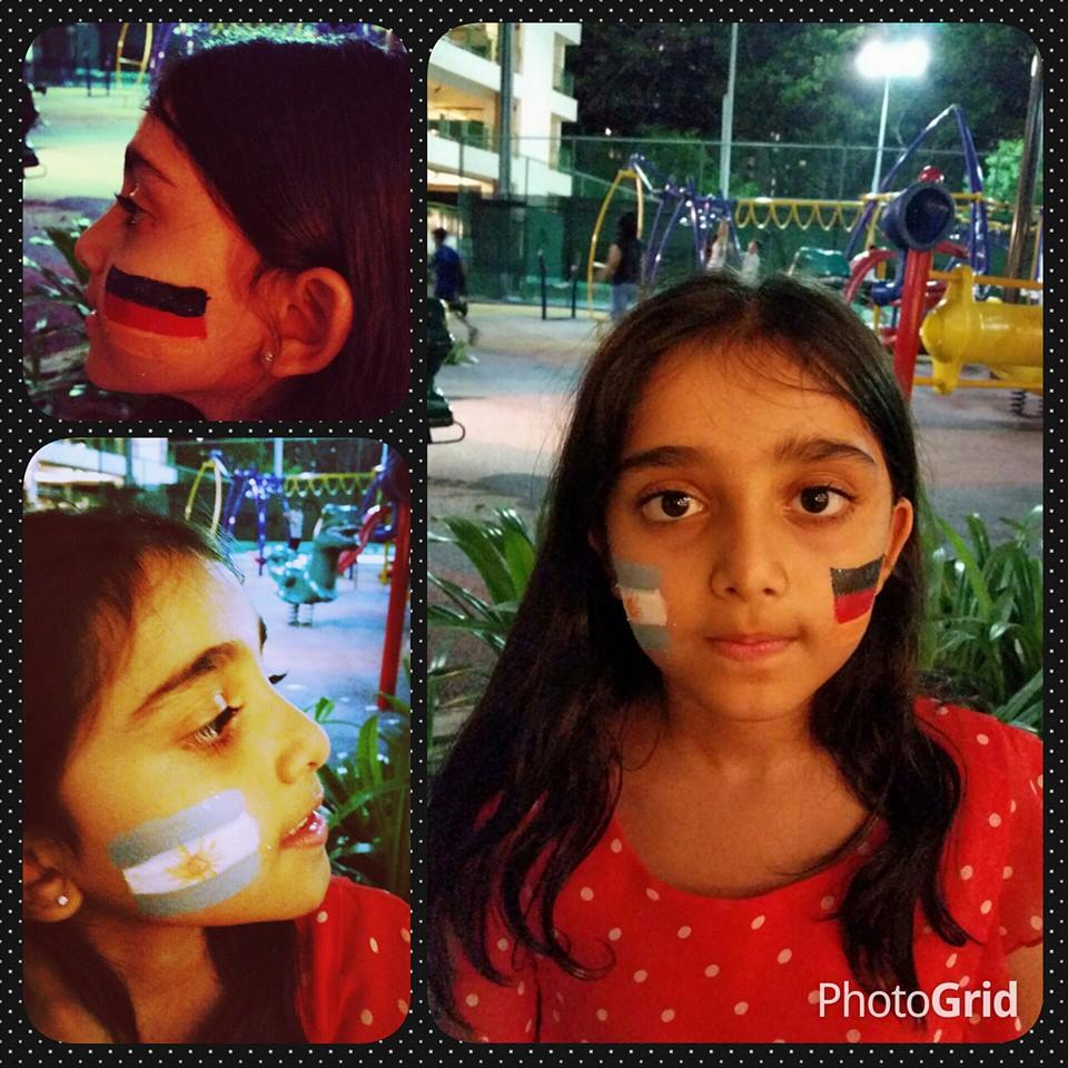 Facepainting of flags for World Cup and sports events