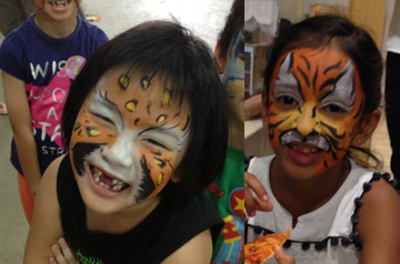 leopard and lion facepainting