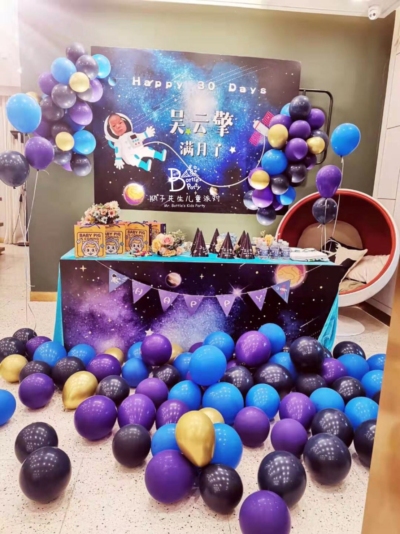 Backdrop of Space theme birthday party