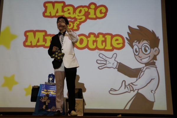 Mr Bottle's Magic Show at school assembly
