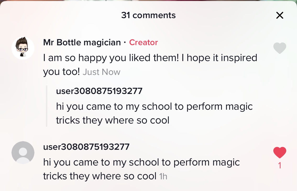 students who message us and telling us about how they like the magic and talk