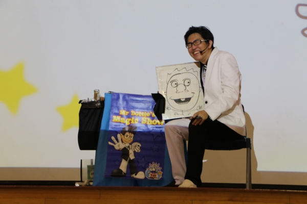 Mr Bottle's Magic Show at school assembly