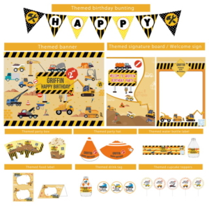 construction digger theme party decorations
