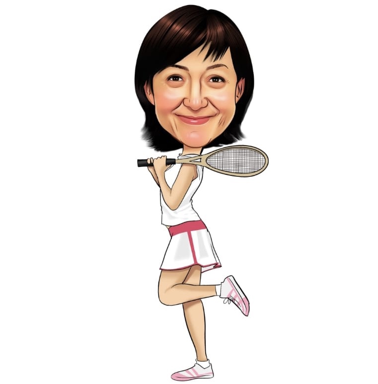 caricature of lady playing tennis