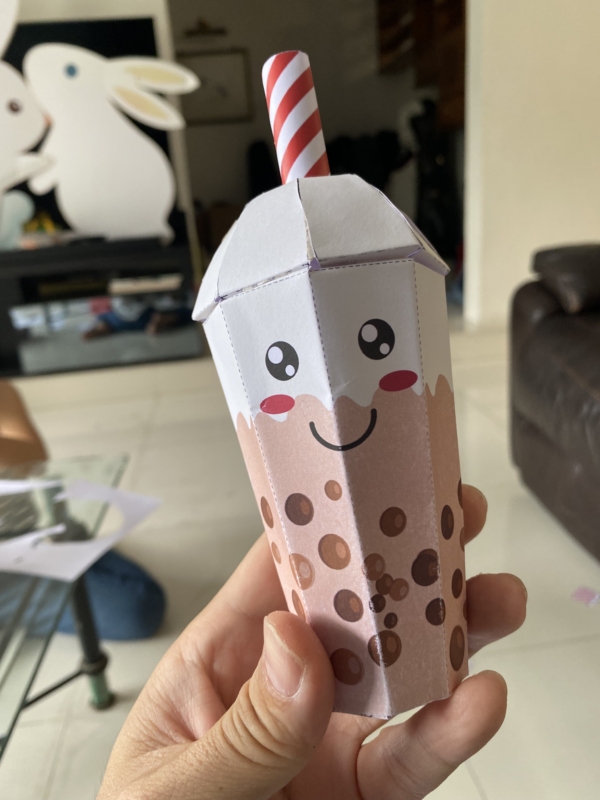 completed bubble tea paper craft