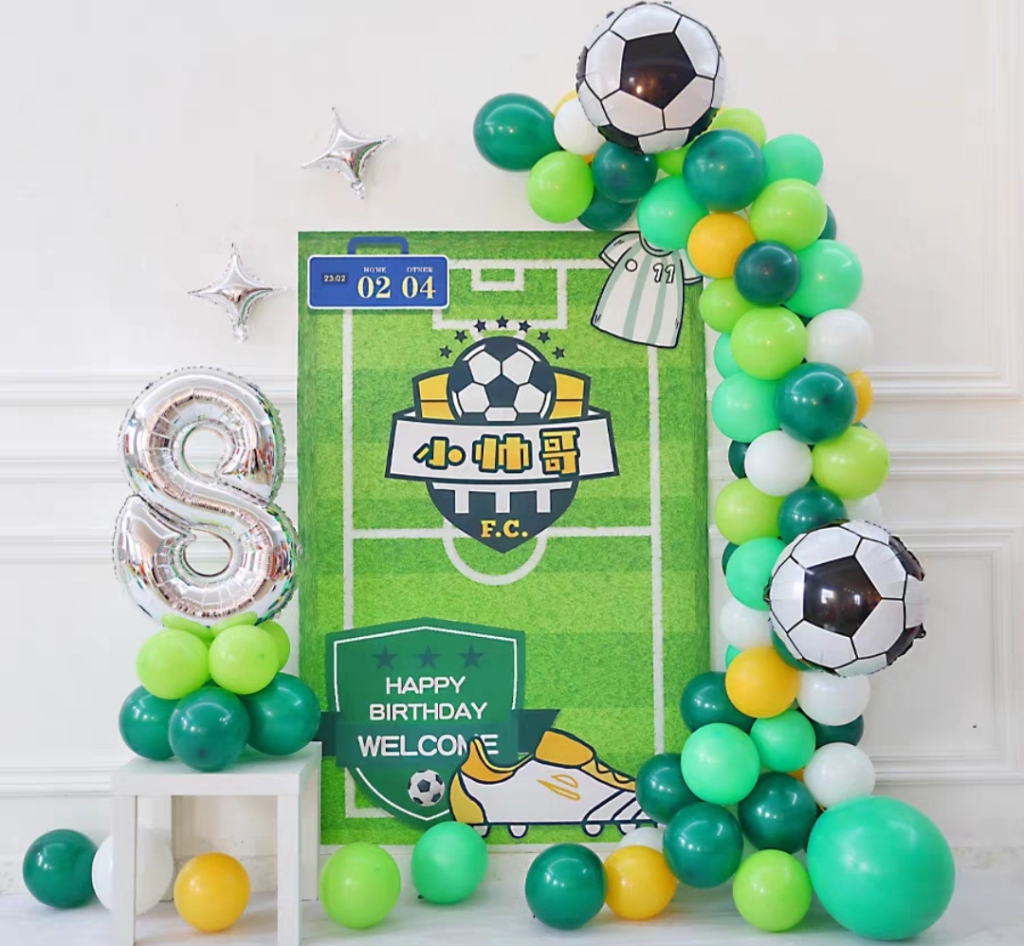 soccer theme party decor with banner
