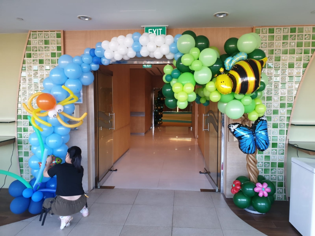 biodiversity balloon arch for sustainability event
