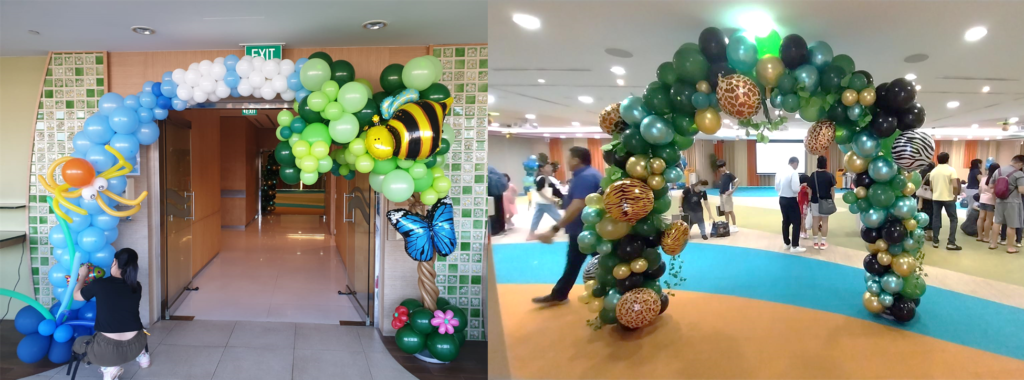 sustainability themed balloon arch