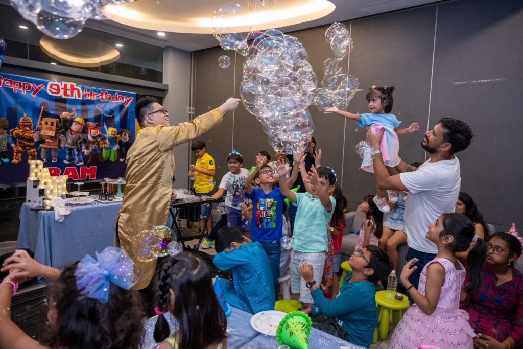 bubble show at a birthday party