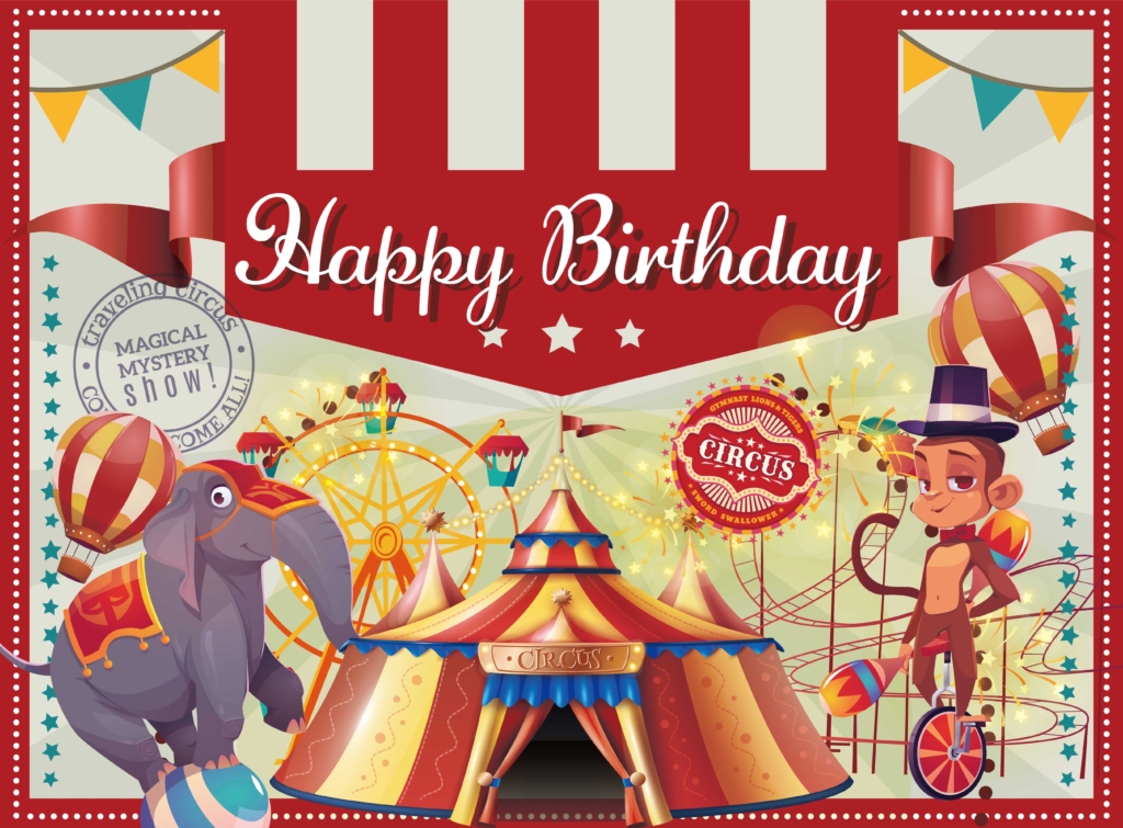 circus carnival birthday banner 190x140cm