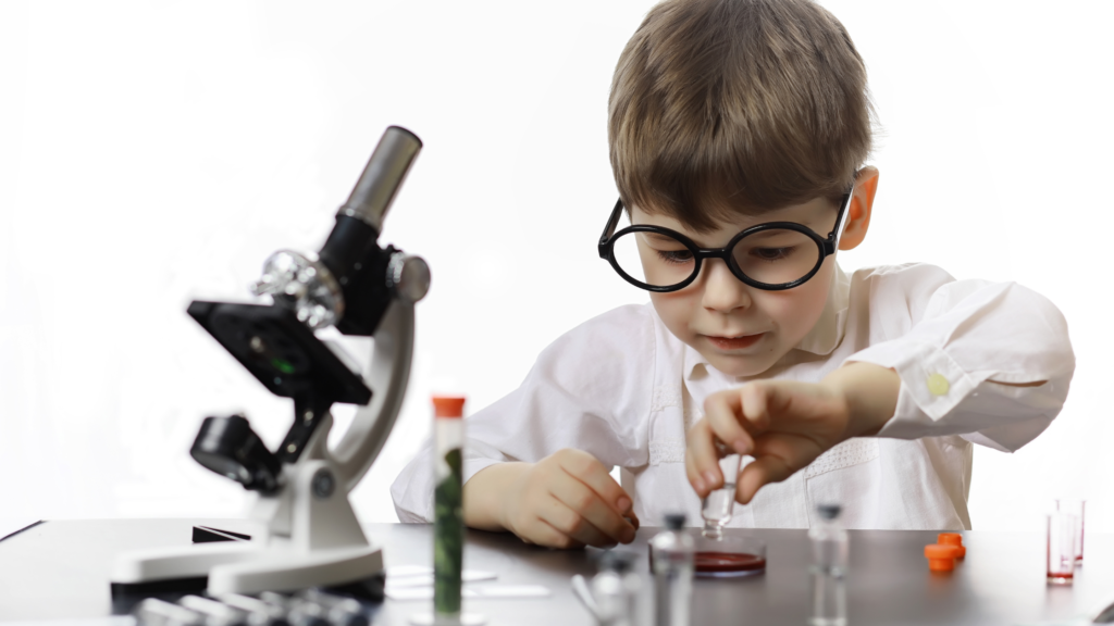 kids at work pretending to be a scientist