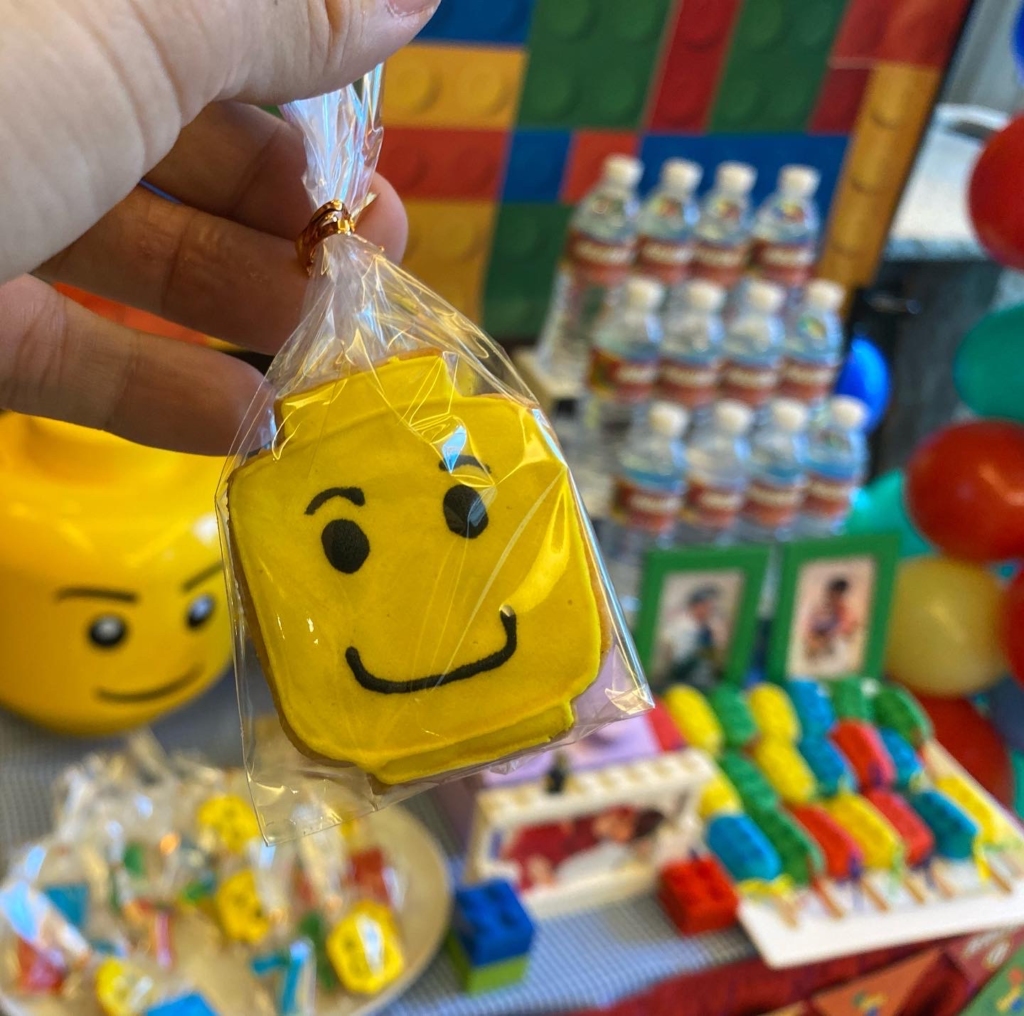 Lego-themed dessert table