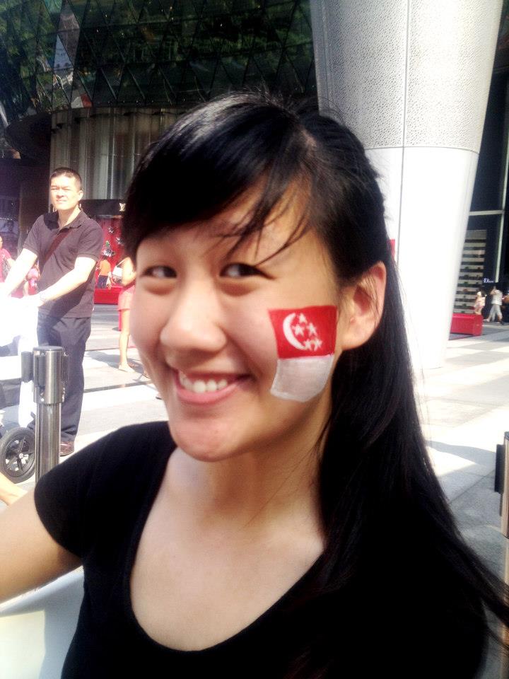 Singapore flag face painting