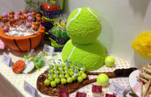 food station for sports-themed party for adults