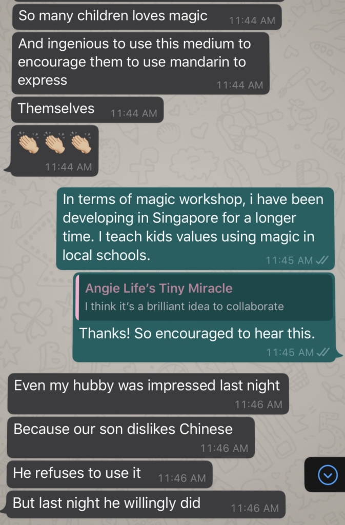 testimonial from parent to see her child using mandarin willingly